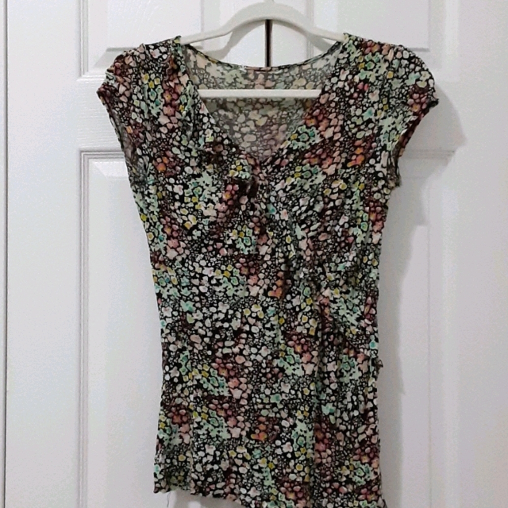Floral Top with Ruffles on the Front